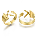 Alloy Cuff Finger Rings, Cadmium Free & Nickel Free & Lead Free, Alphabet, Golden, Letter.K, US Size 8(18.1mm)(X-RJEW-S038-195K-G-NR)