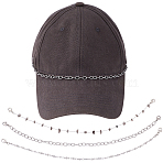 6Pcs 3 Styles 304 Stainless Steel Chain Baseball Cap Chain, with Natural Smoky Quartz Chips and Lobster Claw Clasps, Stainless Steel Color, 280~280mm, 2pcs/style(AJEW-SC0003-56)