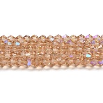 Transparent Electroplate Glass Beads Strands, AB Color Plated, Faceted, Bicone, Dark Goldenrod, 2.9~3.3mm, about 135~140pcs/strand, 38~40cm(GLAA-F029-2mm-D12)