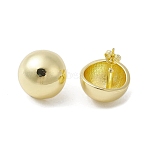 Brass Stud Earrings, Half Round, Real 18K Gold Plated, 16.5mm(EJEW-M244-07G)