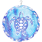Stainless Steel Wind Chimes, Flat Round with Tortoise, Blue, 30cm(HJEW-WH0006-32)