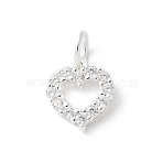 S925 Sterling Silver Pendant, with Cubic Zirconia, Silver, 9.5x8x1.8mm(STER-H115-06S)