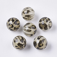 Acrylic Beads, Imitation Leopard Skins, Round, Chocolate, 20mm, Hole: 3mm.(OACR-N006-01B)