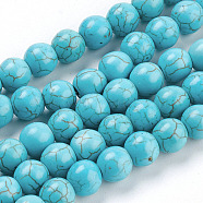 Synthetic Turquoise Beads Strands, Round, Turquoise, 8mm, Hole: 1mm, about about 50pcs/strand(TURQ-S192-8mm-2)