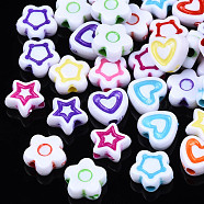 Opaque White Acrylic Beads, Craft Style, Mixed Shapes, Mixed Color, 8.5x9x4mm, Hole: 1.8mm(MACR-N012-04)