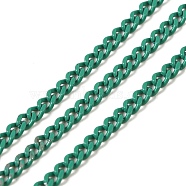 Spray Painted 304 Stainless Steel Curb Chains, with Spool, Unwelded, Light Sea Green, 3x2x0.6mm(STAS-B067-05A-10)