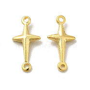 Brass Connector Charms, Cadmium Free & Lead Free, Religion Cross Links, Real 24K Gold Plated, 13.5x6.5x2mm, Hole: 1mm(KK-H442-23G)