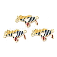Rack Plating Brass Enamel Connector Charms, Map Links, Long-Lasting Plated, Lead Free & Cadmium Free, Real 18K Gold Plated, FireBrick, 17x28x2mm, Hole: 1.6mm(KK-K332-33G-01)