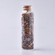 Glass Wishing Bottle, For Pendant Decoration, with Tiger Eye Chip Beads Inside and Cork Stopper, 22x71mm(DJEW-L013-A16)