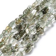 Natural Green Rutilated Quartz Beads Strands, Nuggets, 7~14x4~9x4~7mm, Hole: 1mm, about 40~50pcs/strand, 15.16~15.55 inch(38.5~39.5cm)(G-I351-A09)