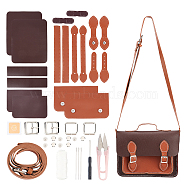 DIY Imitation Leather Crossbody Bag, with Thread, Scissor, Needles, Iron Finding, Coconut Brown, 0.9~129x0.13~25.2x0.05~0.7cm(DIY-WH0043-64B)