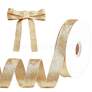 Flat Velvet Ribbon, Polyester Ribbon, Clothes Accessories, Pale Goldenrod, 1 inch(25mm), about 16.40 Yards(15m)/Roll(OCOR-WH0078-123B)