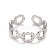 304 Stainless Steel Oval Wrap Open Cuff Ring for Women, Stainless Steel Color, US Size 6 3/4(17.1mm)(RJEW-A005-33P)