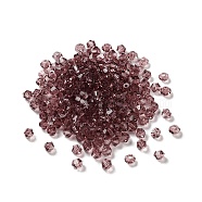 Transparent Glass Beads, Bicone, Indian Red, 4x4x3.5mm, Hole: 1mm, 720pcs/bag(GGLA-Z004-05V)