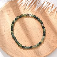 Natural Moss Agate Beaded Stretch Bracelets, Round, Beads: 4~5mm, Inner Diameter: 2-1/4 inch(5.65cm)(BJEW-D446-A-44)