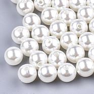 Imitation Pearl Acrylic Beads, Round, Creamy White, 10mm, Hole: 2mm, about 1000pcs/500g(SACR-S028-01)