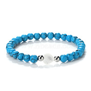 Synthetic Turquoise Heart & Round Beaded Stretch Bracelet(PG1850-6)