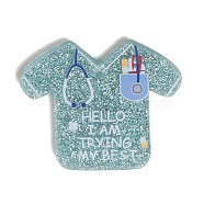 Nurse's Day Acrylic Keychain Pendants, Paramedic Pendants, with Glitter, Clothes, 33x39.5x2mm, Hole: 1.5mm(SACR-S680-02G)