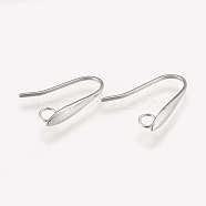 304 Stainless Steel Earring Hooks, Ear Wire, with Horizontal Loop, Stainless Steel Color, 17.5x13x15mm, Hole: 2.5mm, 20 Gauge, Pin: 0.8mm(STAS-K182-24P)