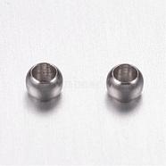 316 Surgical Stainless Steel Crimp Beads, Rondelle, Stainless Steel Color, 2x1.5mm, Hole: 1mm(STAS-F117-03P)