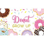 Polyester Hanging Banner Sign, Party Decoration Supplies Celebration Backdrop, DONUT GROW UP, Colorful, 180x110cm(AJEW-WH0190-021)