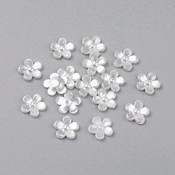 Scrapbooking Flower Acrylic Pearl Cabochons Flat Back Embellishments for Jewelry, Dyed, White, 11x2mm(X-MACR-F028-22)