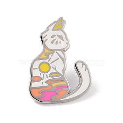 Cartoon Sun Cat Shape Alloy Enamel Pin Brooch, for Backpack Clothes, Colorful, 30.5x22x1.5mm(JEWB-R268-02E)