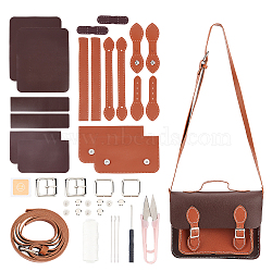 DIY Imitation Leather Crossbody Bag, with Thread, Scissor, Needles, Iron Finding, Coconut Brown, 0.9~129x0.13~25.2x0.05~0.7cm(DIY-WH0043-64B)