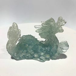 Natural Aquamarine Dragon Display Decorations, Resin Figurine Home Decoration, for Home Feng Shui Ornament, 85x35x60mm(WG87302-07)