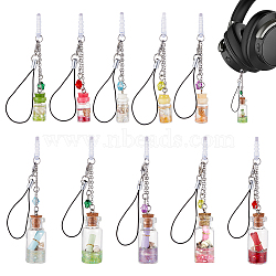 10Pcs 5 Style Resin Mobile Straps, with Plastic Mobile Dustproof Plugs, Wish Bottle, Mixed Color, 13~14.5cm, 5pcs/style(HJEW-OC00048)