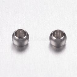 Tarnish Resistant 316 Surgical Stainless Steel Crimp Beads, Rondelle, Stainless Steel Color, 2x1.5mm, Hole: 1mm(STAS-F117-03P)