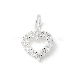 S925 Sterling Silver Pendant, with Cubic Zirconia, Silver, 9.5x8x1.8mm(STER-H115-06S)