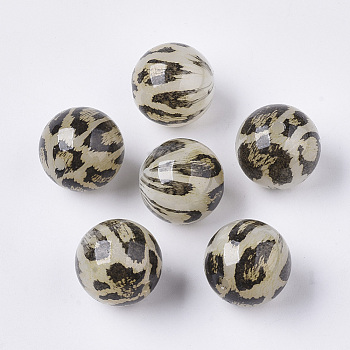 Acrylic Beads, Imitation Leopard Skins, Round, Chocolate, 20mm, Hole: 3mm.