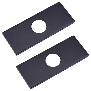 304 Stainless Steel Sink Hole Covers, Deck Plate for Bathroom Vanity Sink, 3-to-1 Kitch Faucet Escutcheon Plate, Rectangle, Electrophoresis Black, 66x160x6mm, Hole: 34.5mm