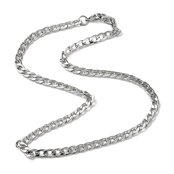201 Stainless Steel Cuban Link Chain Necklace, Stainless Steel Color, 22.17 inch(56.3cm)