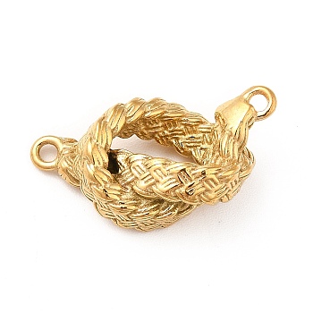 Ion Plating(IP) 304 Stainless Steel Connector Charms, Rope Links, Real 14K Gold Plated, 12x23x7mm, Hole: 1.4mm and 1.6mm