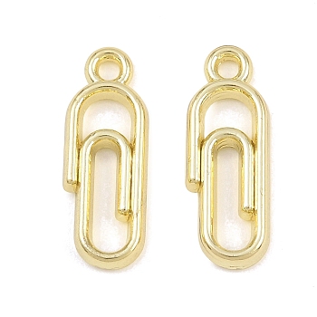 Alloy Pendants, Paper Clip Charms, Long-Lasting Plated, Rack Plating, Golden, 19x7x2.5mm, Hole: 1.6mm