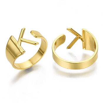 Alloy Cuff Finger Rings, Cadmium Free & Nickel Free & Lead Free, Alphabet, Golden, Letter.K, US Size 8(18.1mm)
