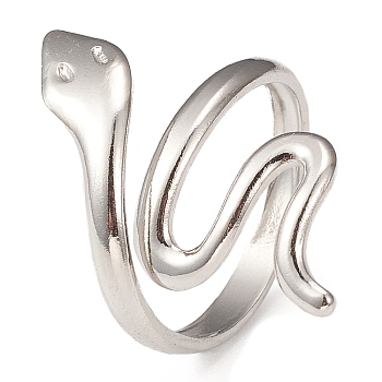 304 Stainless Steel Cuff Rings, Adjustable Snake Wrap Ring, Stainless Steel Color, US Size 7 1/4(17.5mm), 2.5~24mm
