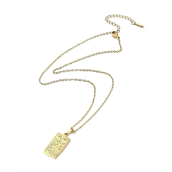 Rectangle with Twelve Constellations Pendant Necklaces, 304 Stainless Steel Cable Chains Necklaces, Golden, Libra, 15.98 inch(40.6cm)