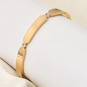 304 Stainless Steel Hinged Bangles for Women, Oval, with Rhinestone, Ion Plating(IP), Real 18K Gold Plated, Inner Diameter: 1.99 inch(5.05cm)x2.40 inch(6.1cm)