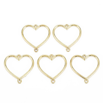 Alloy Links Connectors, Cadmium Free & Nickel Free & Lead Free, Heart, Light Gold, 24x23.5x1.5mm, Hole: 1.6mm