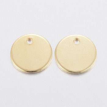 304 Stainless Steel Charms, Stamping Blank Tag, Flat Round, Golden, 6x0.8mm, Hole: 1.2mm