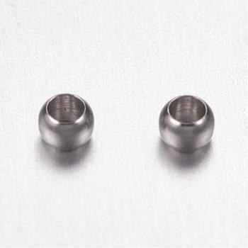 316 Surgical Stainless Steel Crimp Beads, Rondelle, Stainless Steel Color, 2x1.5mm, Hole: 1mm