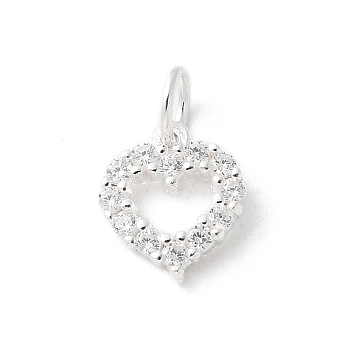 S925 Sterling Silver Pendant, with Cubic Zirconia, Silver, 9.5x8x1.8mm