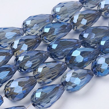 Chapelets de perles en verre galvanoplastique(X-EGLA-D015-15x10mm-32)-3