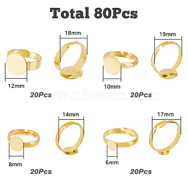 hobbiesay 80piezas 4 fornituras de base de anillo con almohadilla de latón estilo(FIND-HY0001-08G)-2