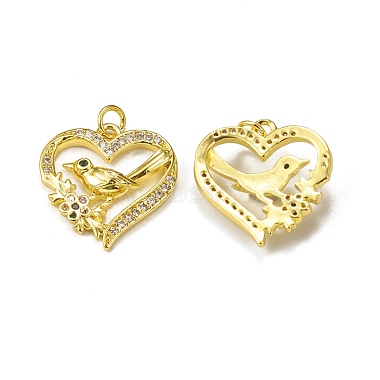 Golden Clear Heart Brass+Cubic Zirconia Pendants