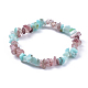 bracelets extensibles en copeaux de quartz d'amazonite naturelle et de fraise(BJEW-JB04490-04)-7