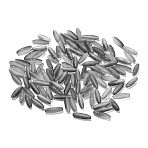 Frosted Glass Beads, Rice, with Gold Foil, Gray, 21.5x6.5mm, Hole: 1.4mm, about 915pcs/1000g(FGLA-L001-001G)